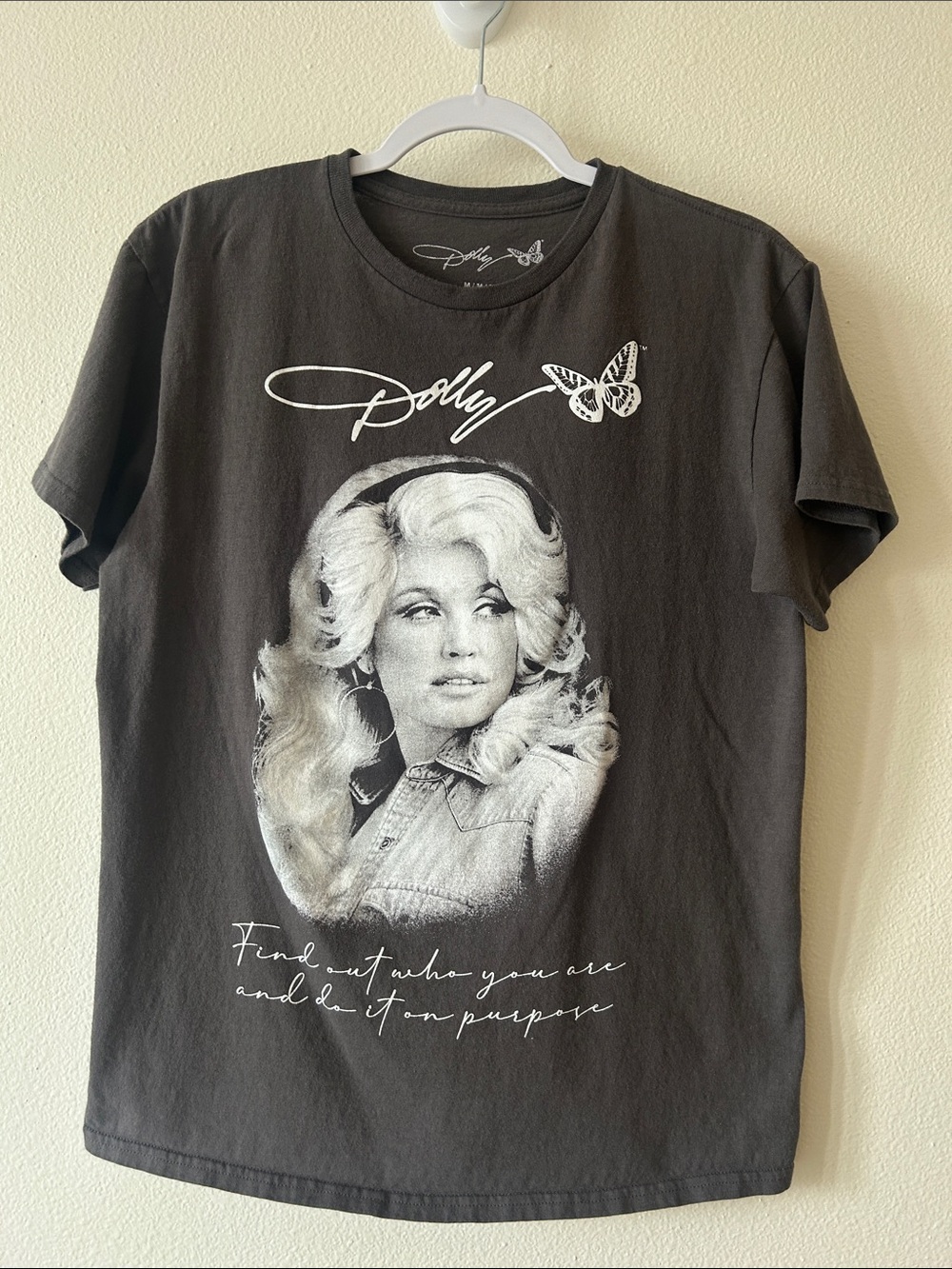 Dolly Graphic Tee - Dark Gray with White Print